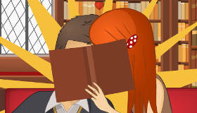Besarse en la biblioteca